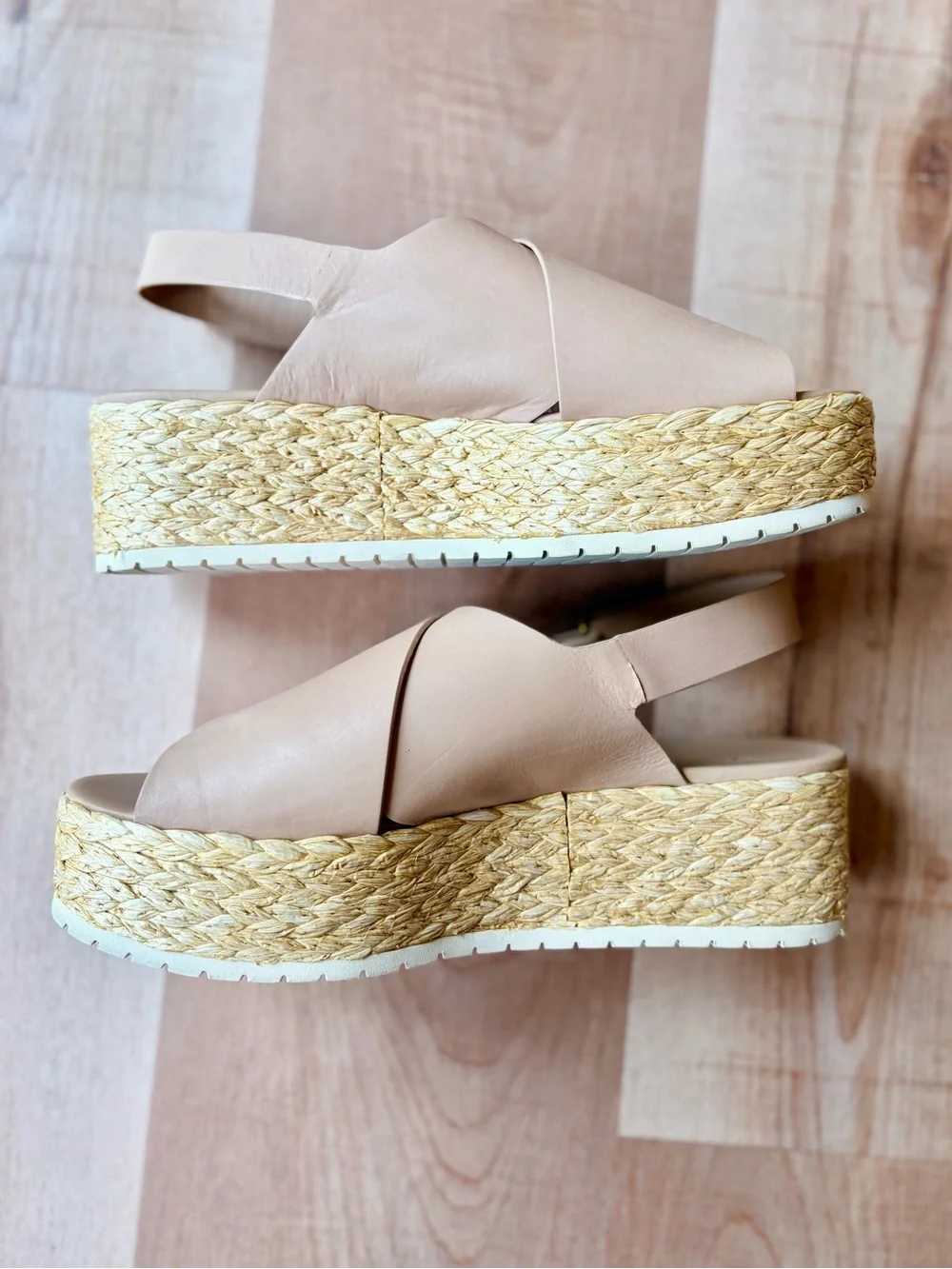 Vince Jesson Platform Espadrille Sandals in Light Beige Genuine Leather